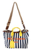 Blue White Striped Shopping Borse Women Tote Cotton Bag