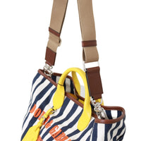 Blue White Striped Shopping Borse Women Tote Cotton Bag