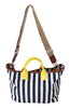 Blue White Striped Shopping Borse Women Tote Cotton Bag