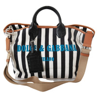 Black White Stripes Shopping Borse Women Tote Cotton Bag