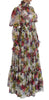 Multicolor Floral Silk Long Gown Dress