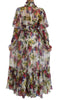 Multicolor Floral Silk Long Gown Dress