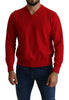 Red V-neck Wool Sweatshirt Pullover Sweater