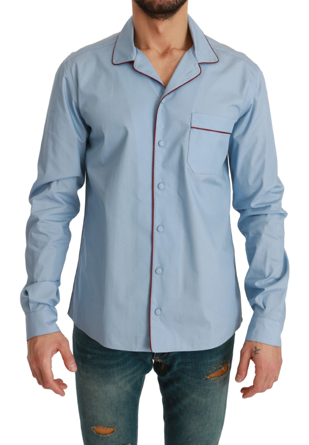 Light Blue Sleepwear 100% Cotton Shirt