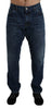 Dark Blue Washed Slim Fit Denim Cotton Jeans