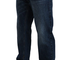 Dark Blue Washed Slim Fit Denim Cotton Jeans