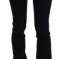 Black Low Waist Skinny Denim Cotton Jeans