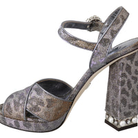 Silver Leopard Lurex Keira Sandals Shoes