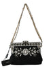 Black Ricamo  Silver Crystal Shoulder VANDA Purse