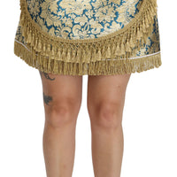 Gold Baroque Jacquard High Waist Mini Skirt