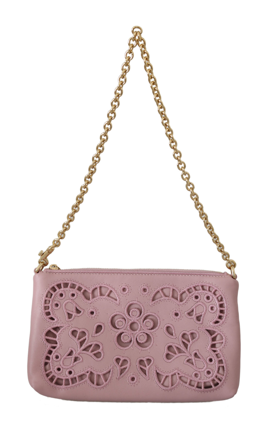 Pink Cutout Shoulder Mini Cross Body Leather Purse