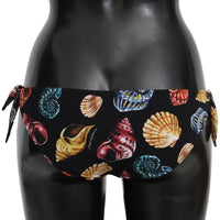 Black Seashells Beachwear Bottom Nylon Bikini