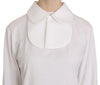 White Cotton Longsleeve Collared Top Blouse