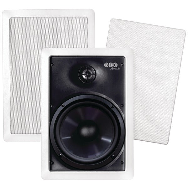 150-Watt 6.5" Weather-Resistant In-Wall Speakers with Pivoting Tweeters & Metal & Cloth Grilles