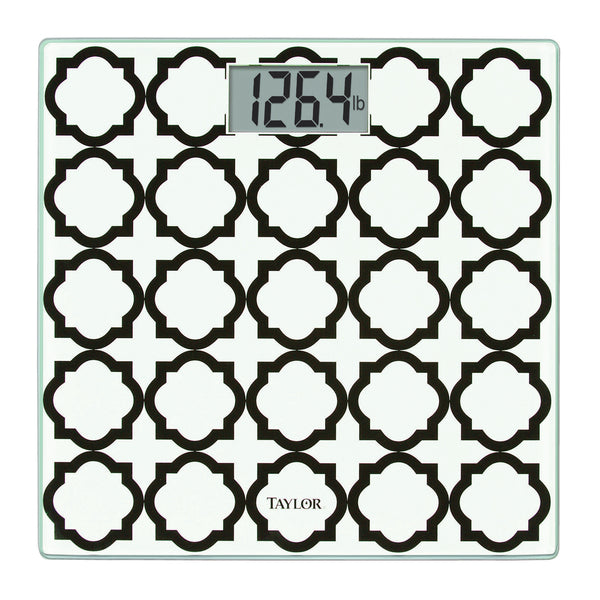 Digital Glass Bathroom Scale with Black/White Lattice, 400-Lb. Capacity