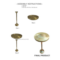 11 Inch Modern Side End Table, Removable Round Top, Gold