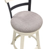 24 Inch Handcrafted 360 Degree Swivel Counter Stool, Curved Open Back, White Wood Frame