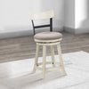 24 Inch Handcrafted 360 Degree Swivel Counter Stool, Curved Open Back, White Wood Frame