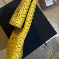 Yellow Python Print Leather 7.8x11.8" Clutch Bag