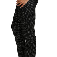 Black Dress Polka Dot Cropped Straight Pants