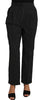 Black Pin Striped Dress Pants Cropped Straight Pant