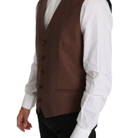 Brown Wool Silk Waistcoat Vest