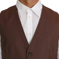 Brown Wool Silk Waistcoat Vest