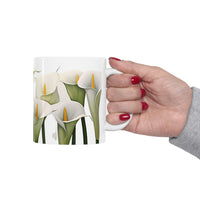 Calla Lillies All Around White Ceramic Mug 11oz