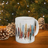 Feathers All Around White Ceramic Mug 11oz