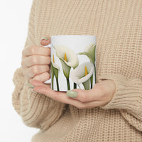 Calla Lillies All Around White Ceramic Mug 11oz