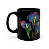 Calla Lillies in Neon All Around an 11oz Black Mug