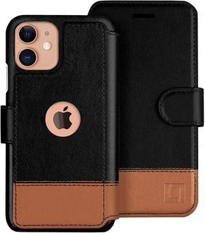 iPhone 12/12 Pro and 12 Pro Max Wallet Case -2 Tone Vegan Leather