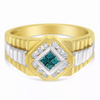 Blue Princess-Cut Diamond 14kt Gold Men's Signet Ring Sz 10