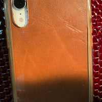 Brown Leather iPhone Silicone Case with Lanyard