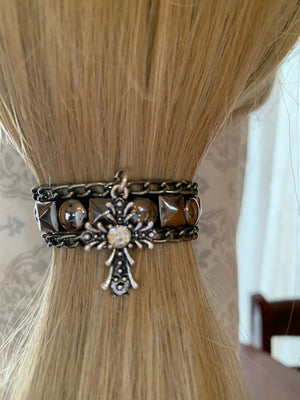 Celtic Cross on Gunmetal Studs Hair Tie by Hair Tie Rebel