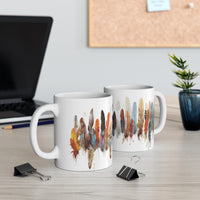 Feathers All Around White Ceramic Mug 11oz