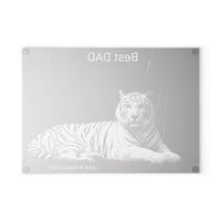 Dad's Day Gift Personalized White Tiger Glass Cutting Board