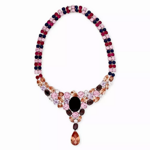 Multi-colored Cubic Zirconia Heavy Necklace set in Sterling Silver