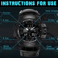 Digital Survival Sport Watch - Waterproof Paracord Military Watch