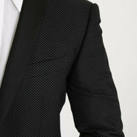 Black Cotton Dotted Pattern Blazer