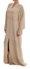 Beige Silk Ricamo Kaftan Abaya Cape