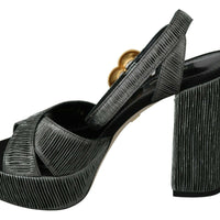 Gray Heart Heels Sandals Platform Shoes