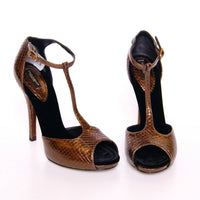 Bronze Leather Platform Pumps Shoes