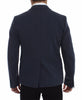 Blue Cotton Stretch Casual Blazer