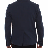 Blue Cotton Stretch Casual Blazer