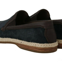 Blue Leather Suede Casual Loafers Shoes