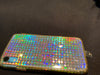 Bling Iridescent Silver Squares iPhone Silicone Case with Lanyard